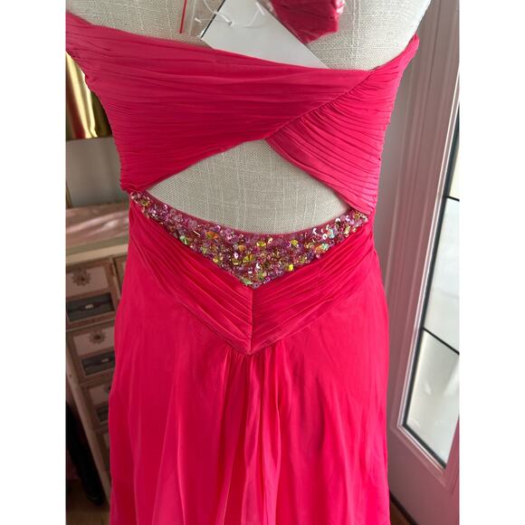 Cache Pink and White Ombre Grecian Sweetheart Neckline Gown - 2 - Picture 6 of 8